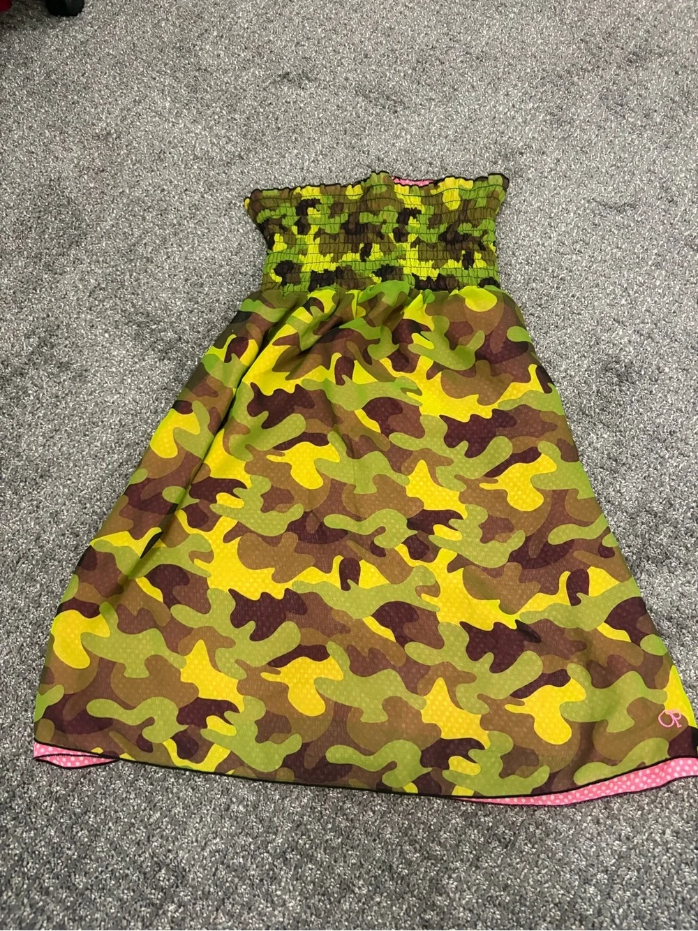Green & Yellow Camo Strapless Sundress